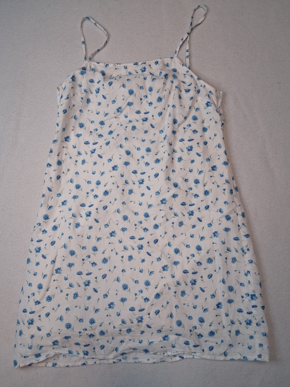 American Eagle Outfitters White Mini Slip Dress with Blue Floral Print